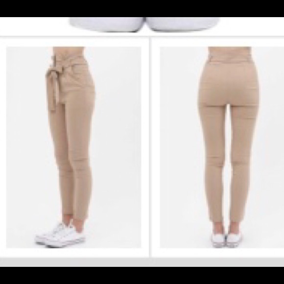 New! Skinny High Waist Paper Bag Pants in Copper - Picture 13 of 16